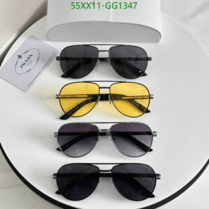 Prada PRA54S 1BO90C Matte Black Yellow Unisex Pilot Sunglasses